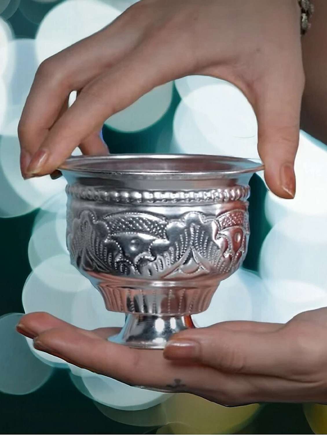 sigaram german silver inch kum kum bharani cup for home pooja decor k2527 - 22381624 -  Standard Image - 2