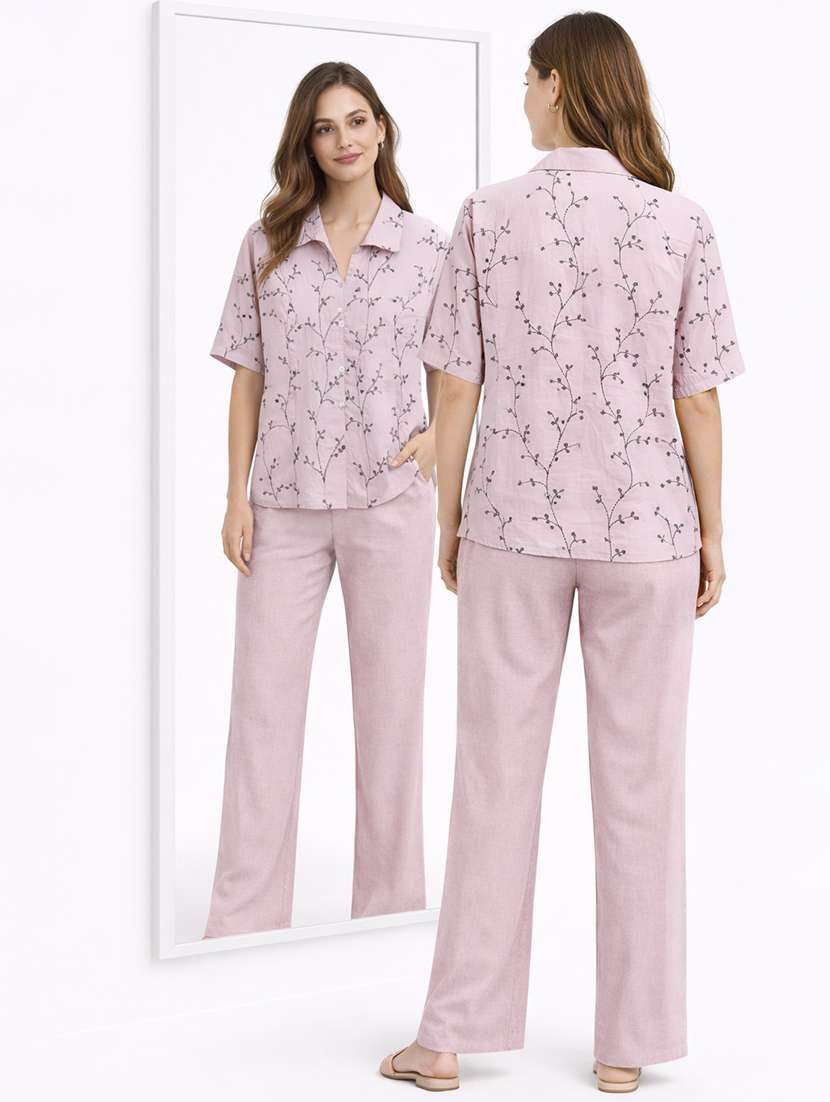 women embroidered top and trouser co-ord set - 22381667 -  Standard Image - 2