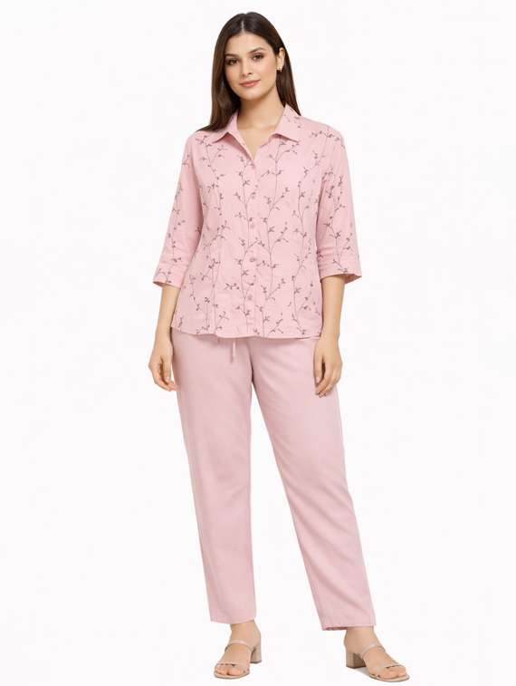 women embroidered top and trouser co-ord set - 22381667 -  Standard Image - 2