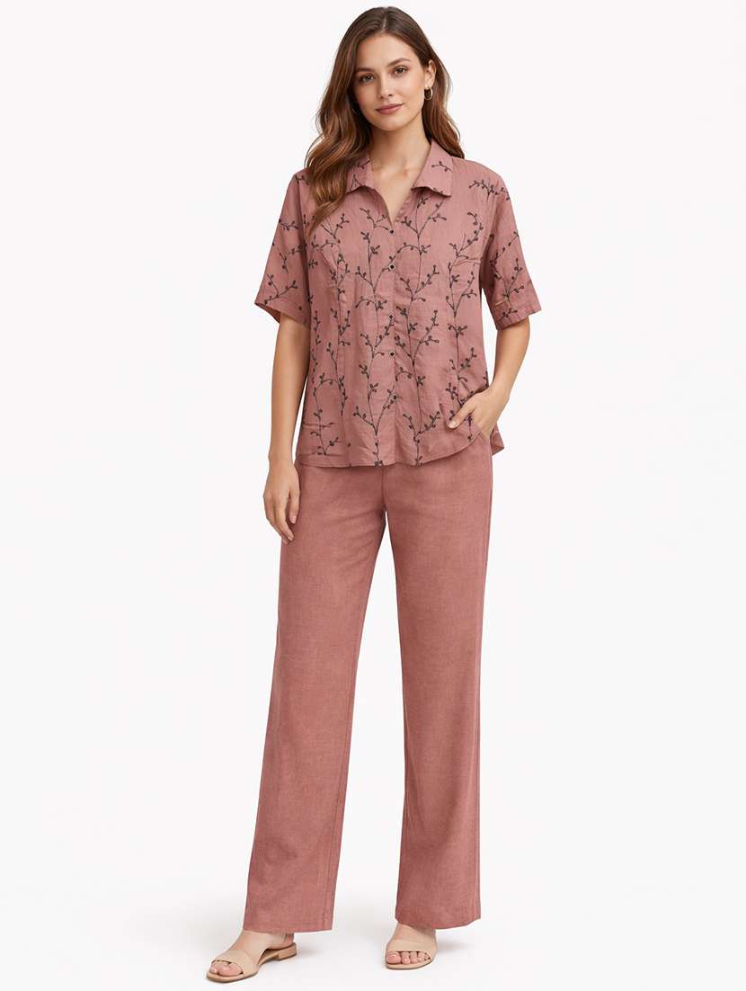 women embroidered top and trouser co-ord set