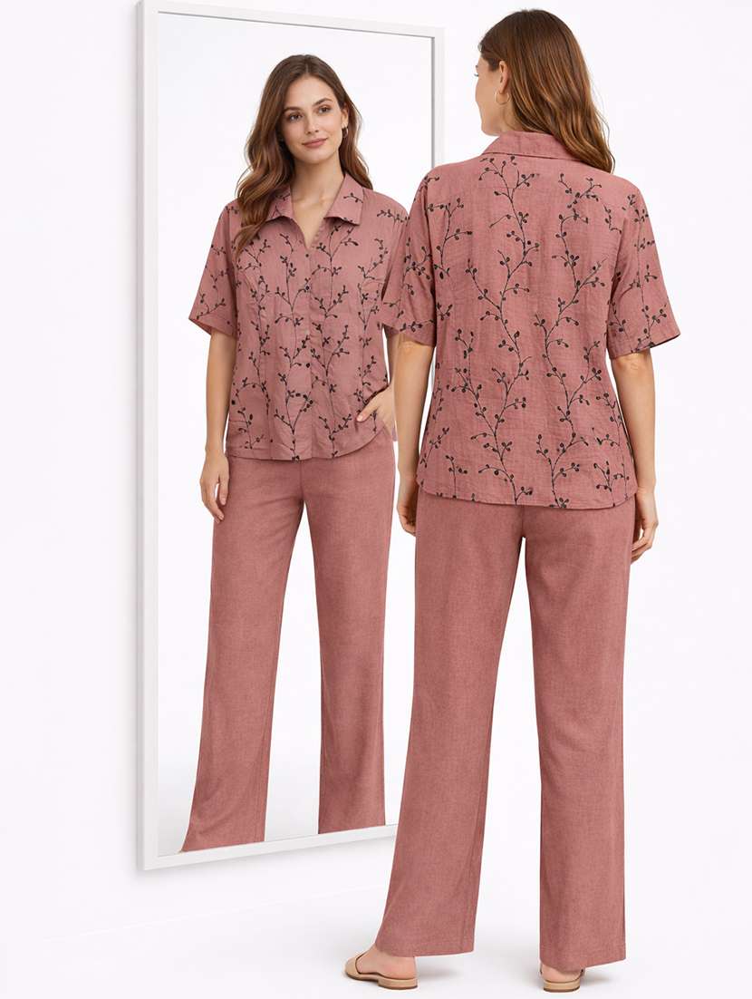 women embroidered top and trouser co-ord set - 22381668 -  Standard Image - 2