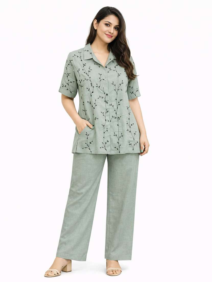 women embroidered top and trouser co-ord set