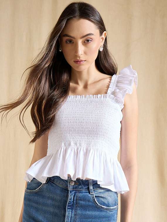 women solid sleeveless peplum top