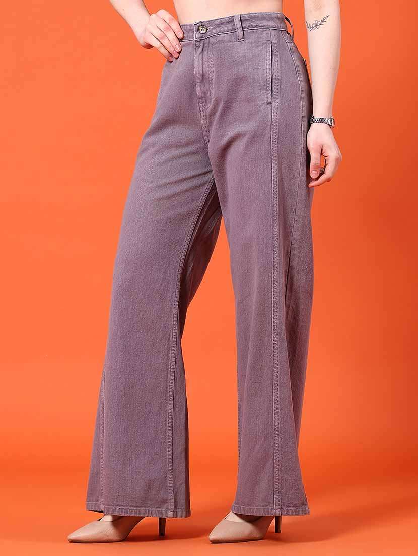 women plain mid rise wide leg jeans - 22382047 -  Standard Image - 2
