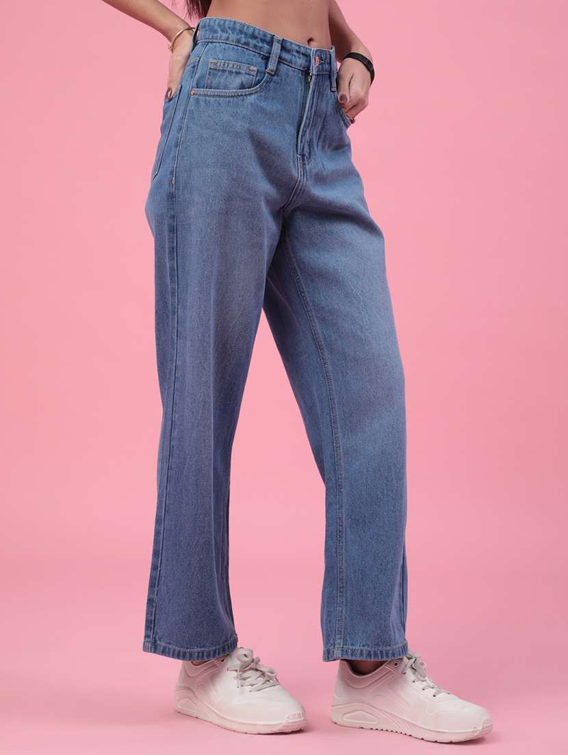 women solid high rise wide leg jeans - 22382048 -  Standard Image - 2