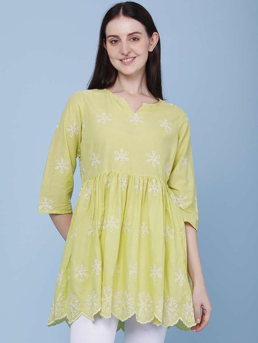 women embroidered notch neck peplum tunic - 22382086 -  Standard Image - 2