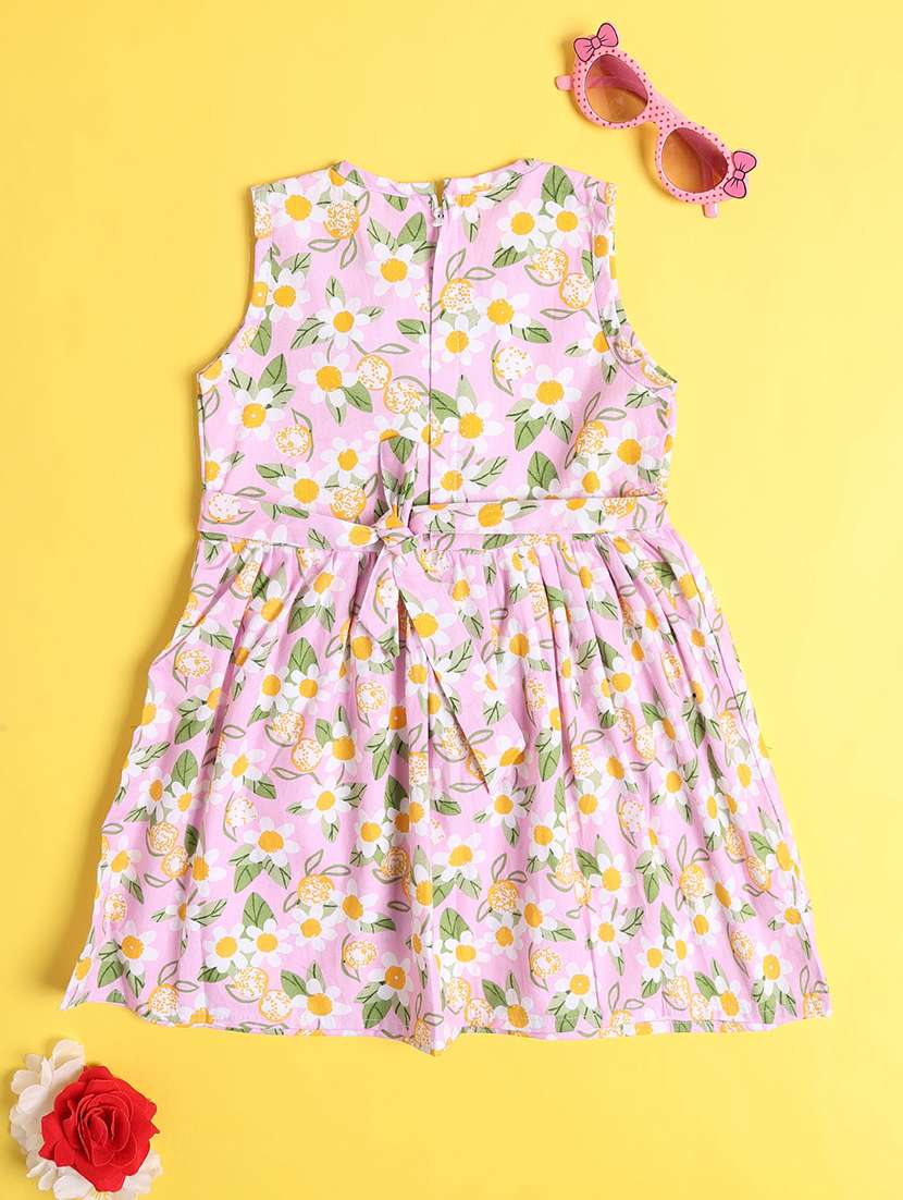 girls printed round neck sleeveless frock  - 22382094 -  Standard Image - 2