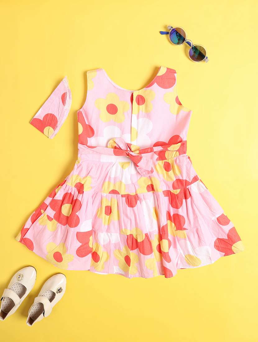 girls printed round neck sleeveless frock  - 22382095 -  Standard Image - 2