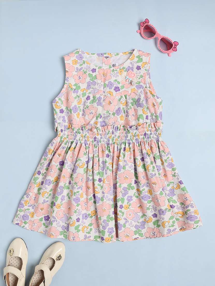 girls printed round neck sleeveless frock  - 22382099 -  Standard Image - 2