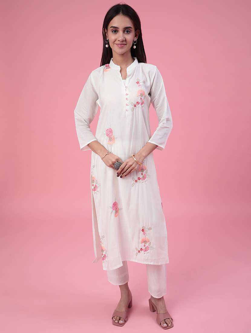 white cotton kurta pant  set - 22382146 -  Standard Image - 2