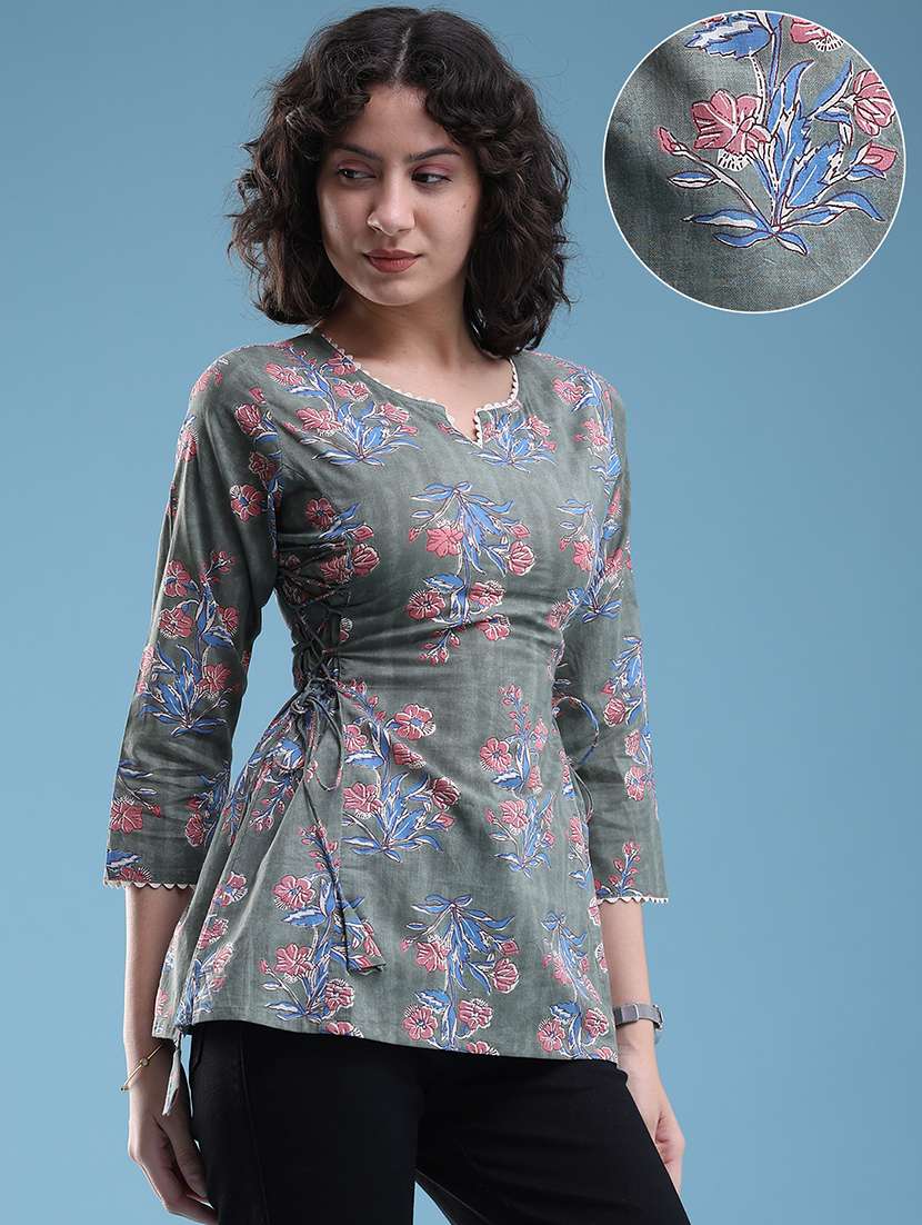 Women Printed Three Quarter Sleeves A-line Top - 22382185 -  Standard Image - 2