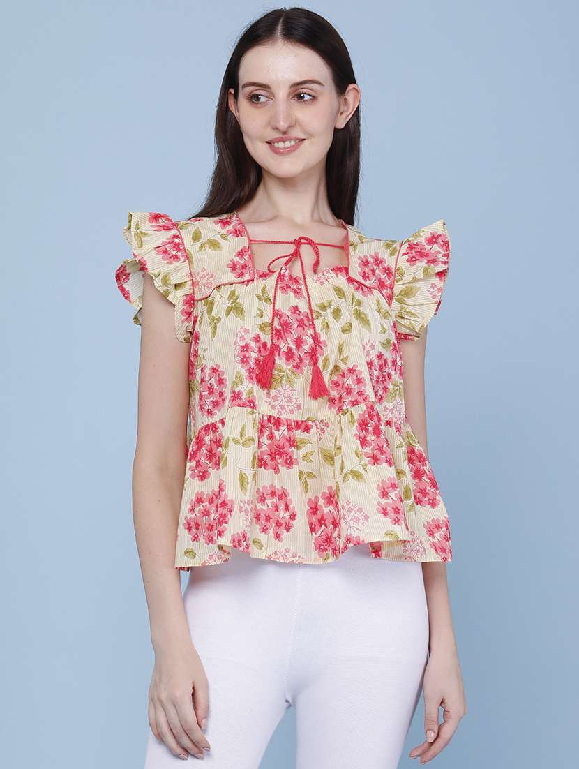 womne printed square neck flared top - 22382189 -  Standard Image - 2