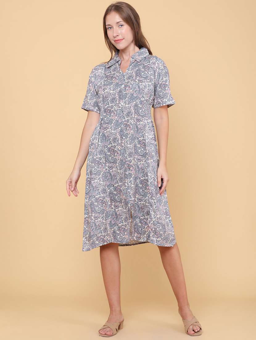 women printed short sleeves a-line dress - 22382247 -  Standard Image - 2