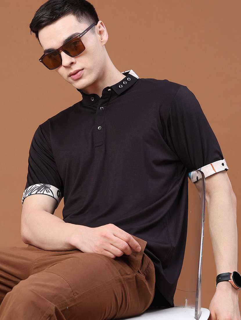 men solid short sleeves polo t-shirt