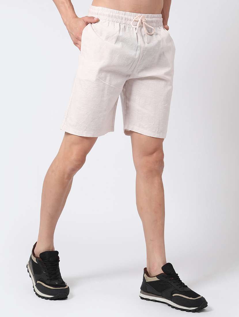 white  cotton shorts three - fourth - 22382399 -  Standard Image - 2
