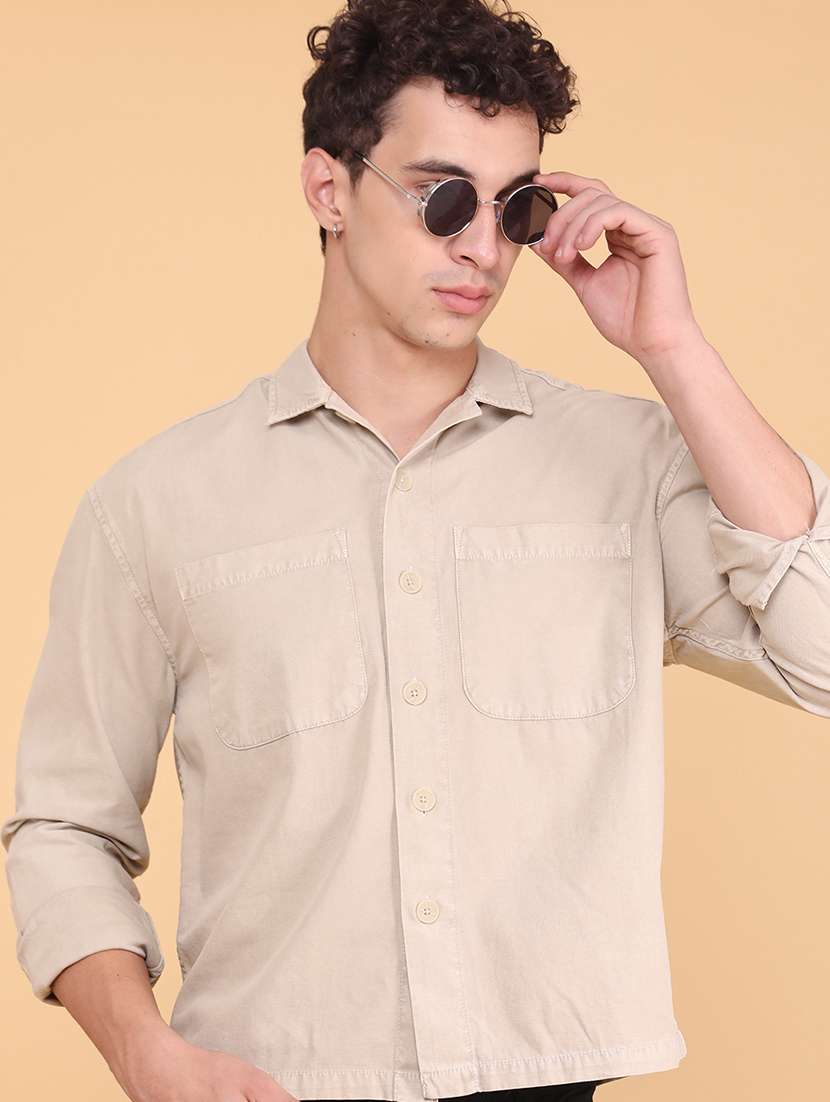men solid long sleeve regular fit casual shirt