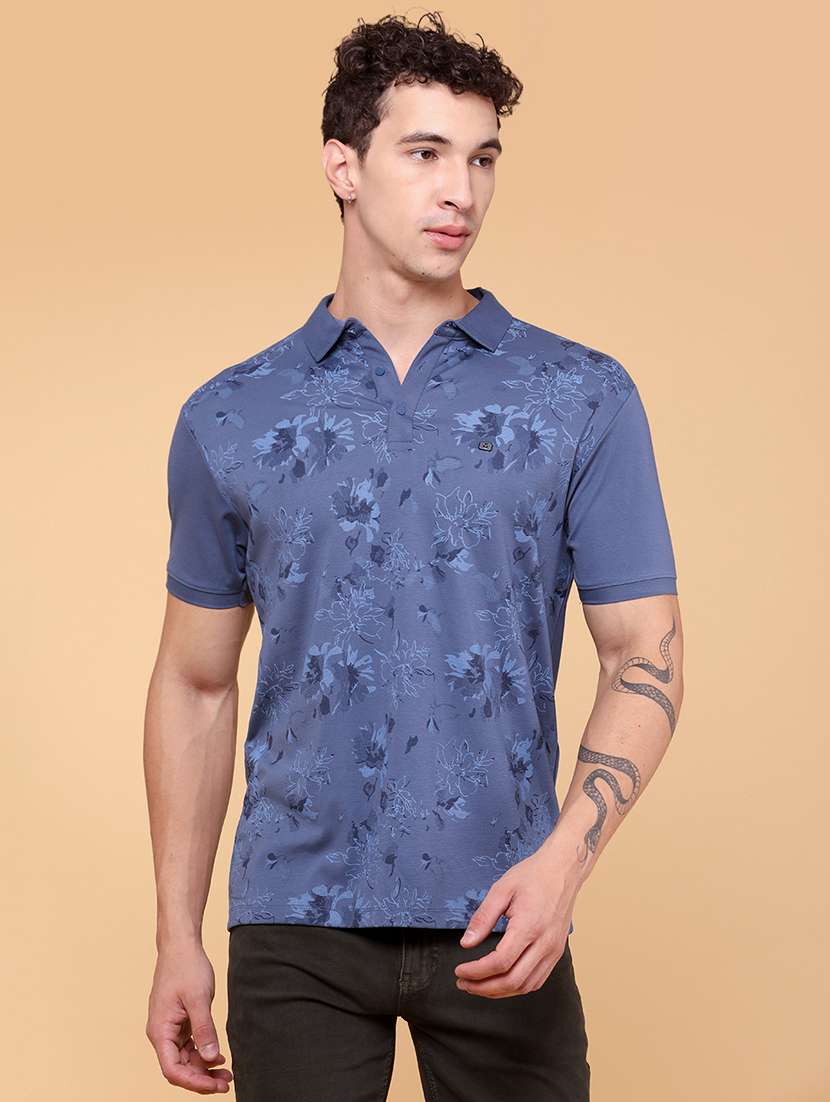 Men Printed Short Sleeve Slim Fit Polo T-shirt - 22382488 -  Standard Image - 2