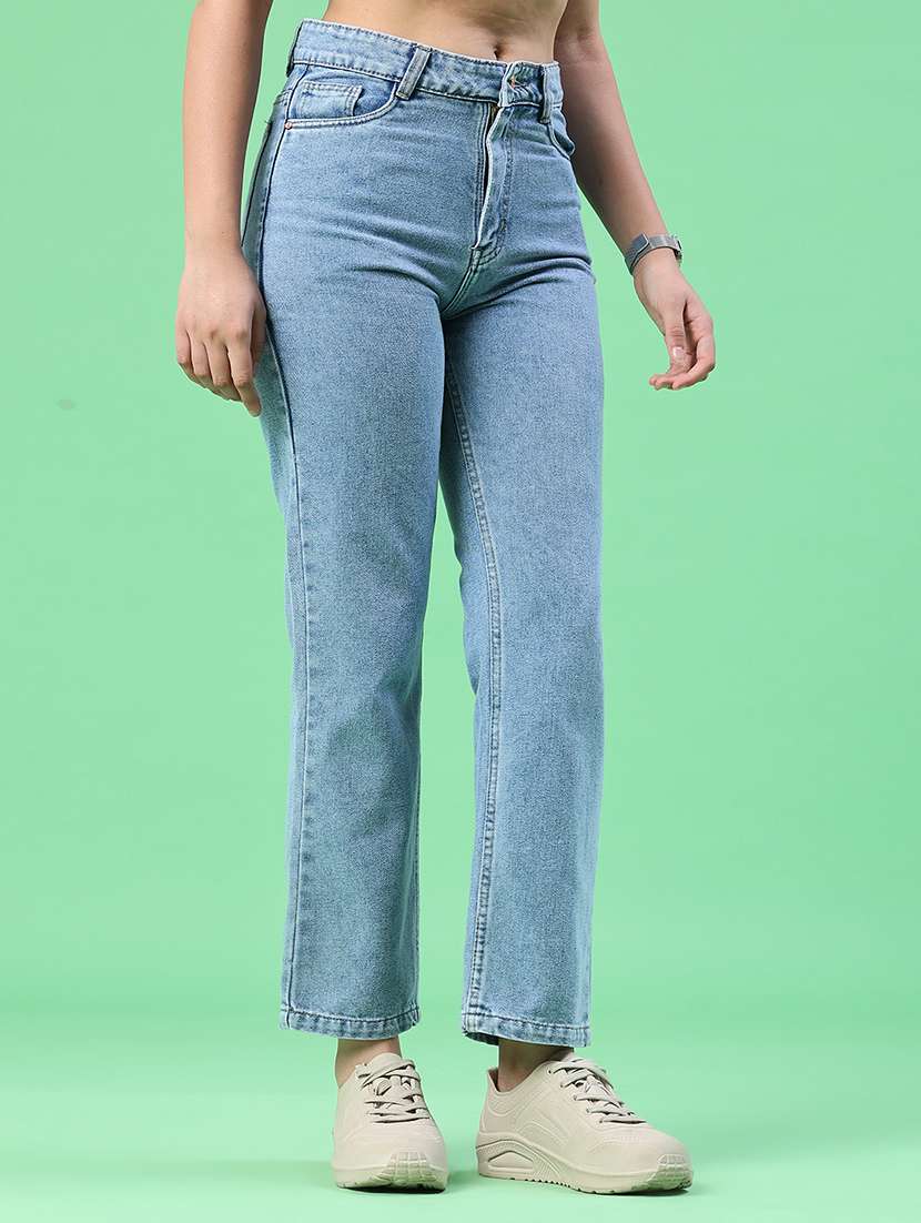 women solid mid rise straight fit jeans - 22382514 -  Standard Image - 2