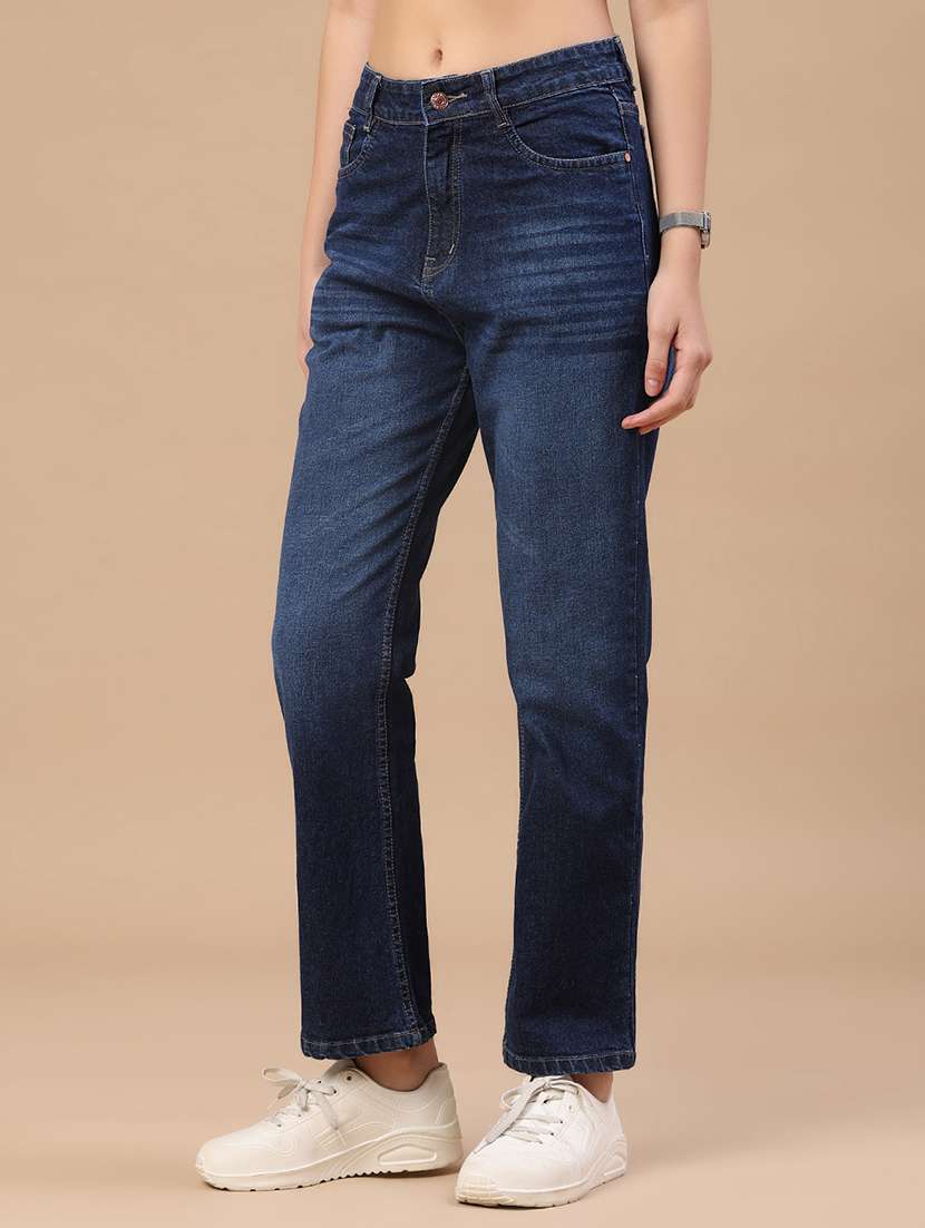 Women Washed Mid Rise Straight Fit Jeans - 22382517 -  Standard Image - 2