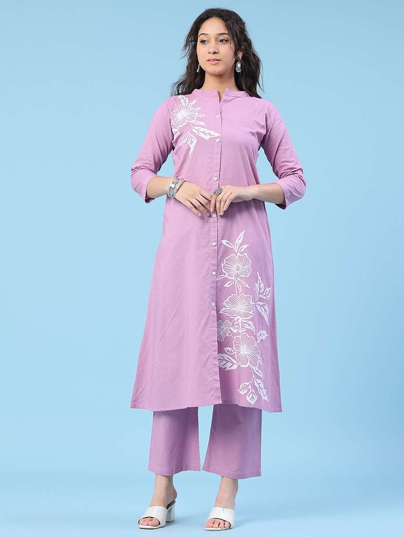 Women Printed Three Quarter Sleeve Ethnic Co-ord Set - 22382538 -  Standard Image - 2