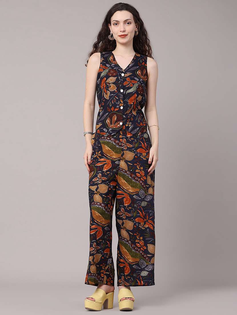 women printed sleeveless top and trouser co-ord set - 22382573 -  Standard Image - 2