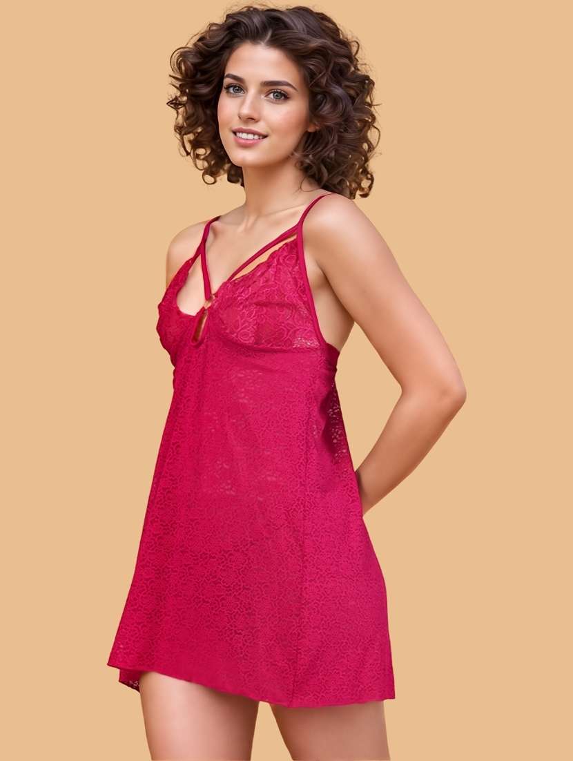 women self designed sleeveless lace babydoll - 22382699 -  Standard Image - 2