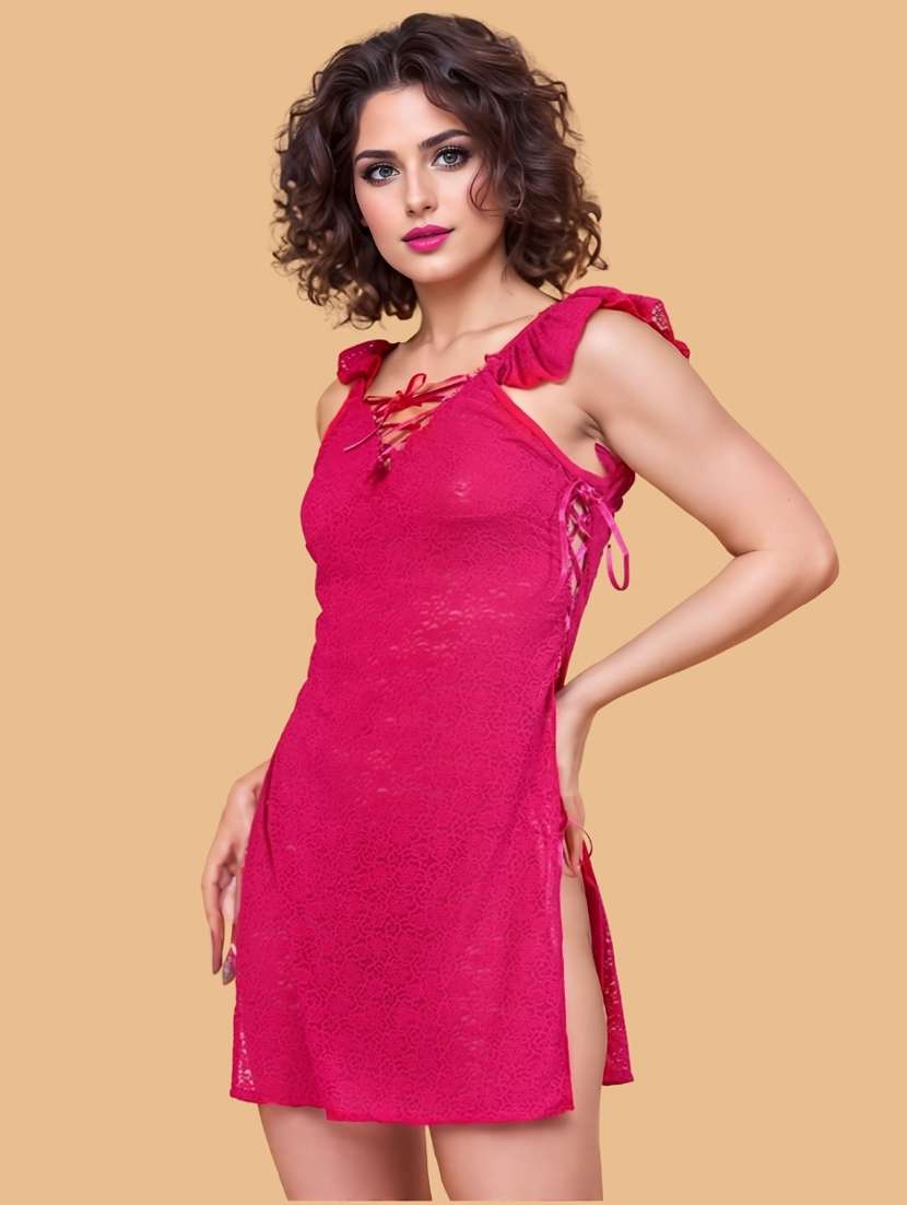 women self designed sleeveless lace babydoll - 22382708 -  Standard Image - 2