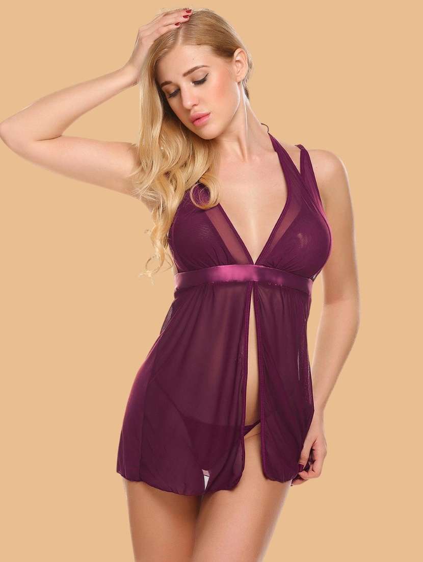 women self designed sleeveless lace babydoll - 22382718 -  Standard Image - 2