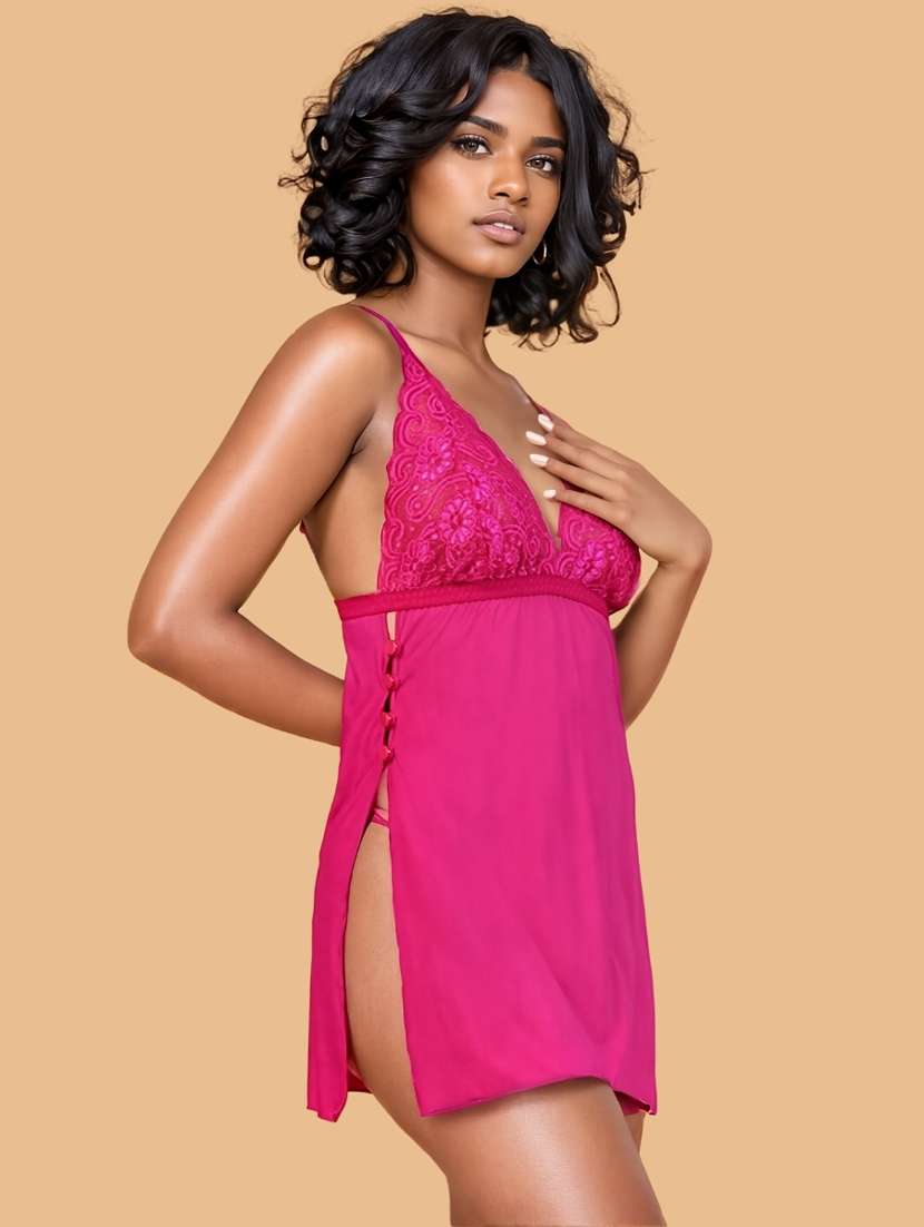 women self designed sleeveless lace babydoll - 22382724 -  Standard Image - 2