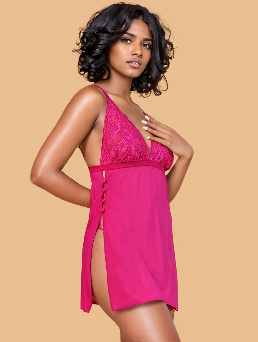 women self designed sleeveless lace babydoll - 22382724 -  Standard Image - 2