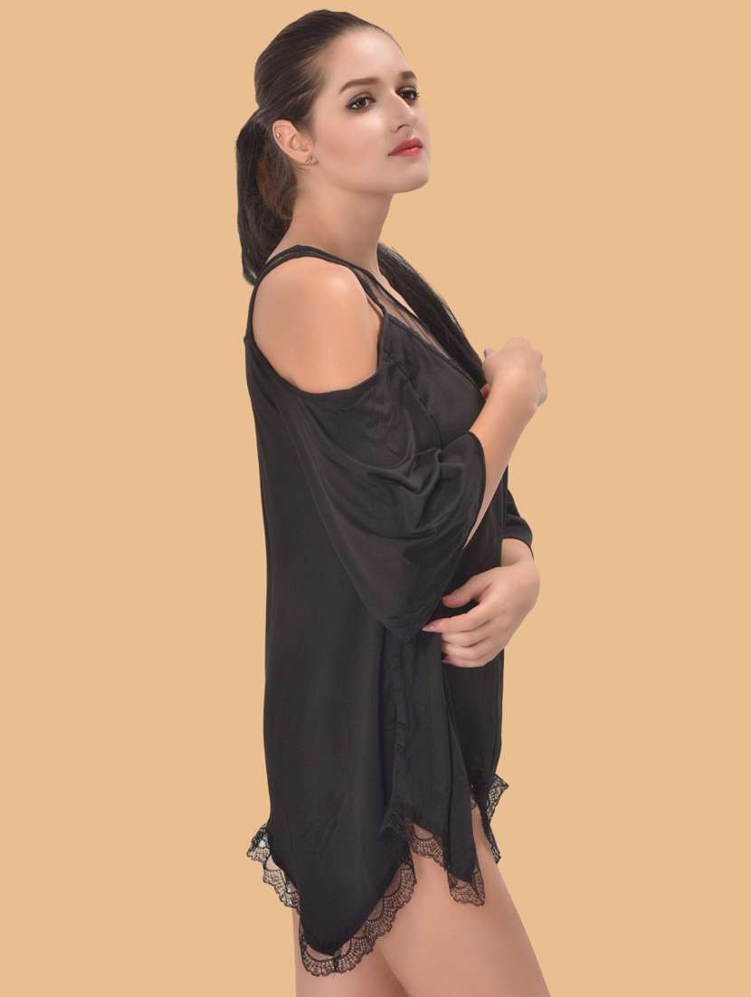 women self designed cold shoulder lace babydoll - 22382726 -  Standard Image - 2