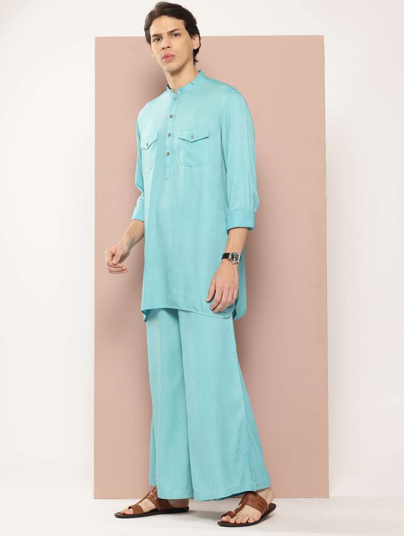 Men Solid Long Sleeve Pathani Ethnic Wear Set - 22383951 -  Standard Image - 2