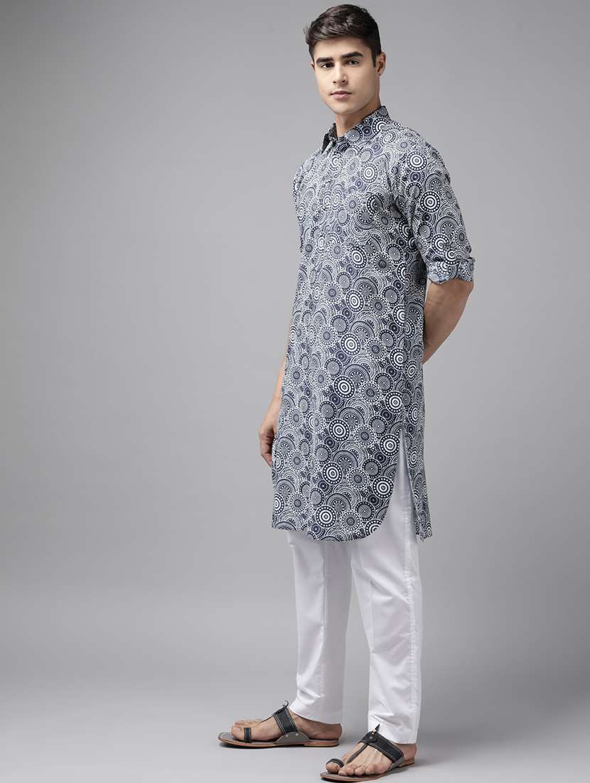 men printed long sleeve pathani set - 22384067 -  Standard Image - 2