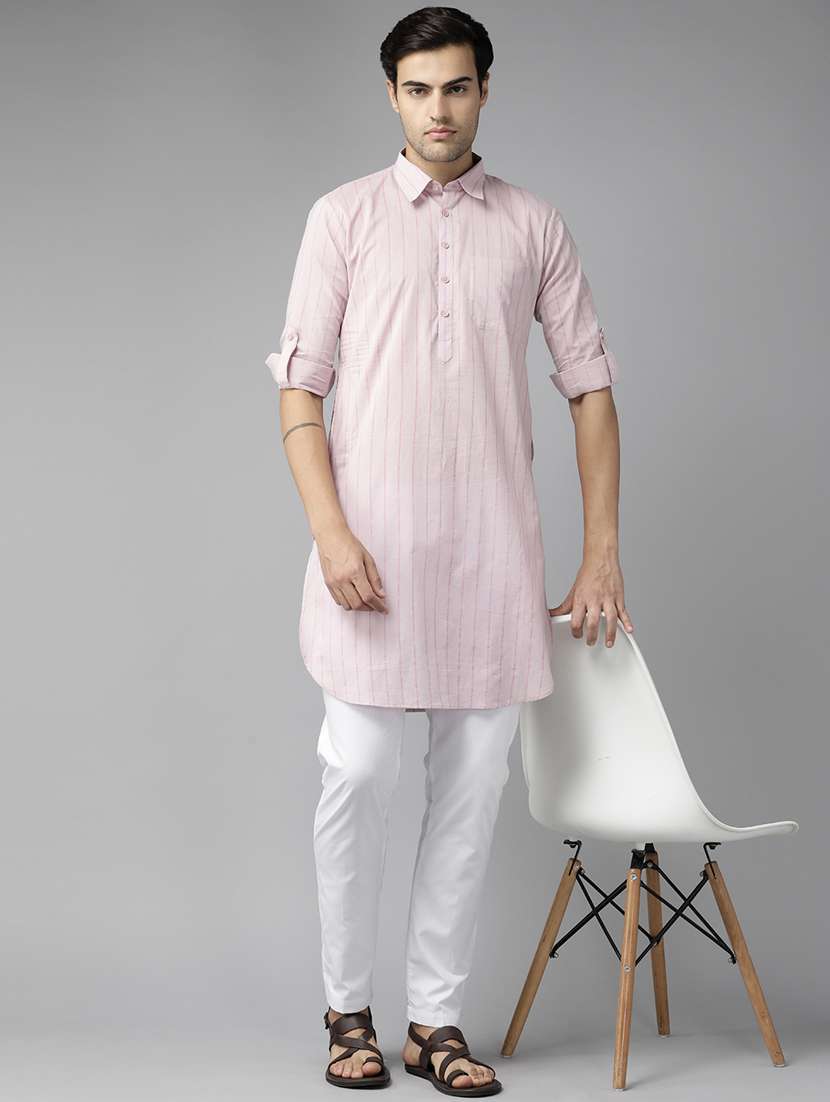 men printed long sleeve pathani set