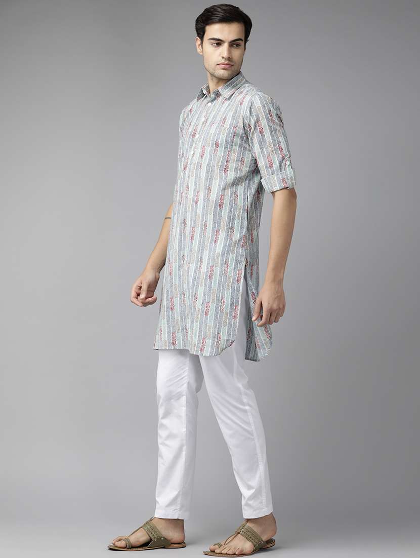 men printed long sleeve pathani set - 22384083 -  Standard Image - 2