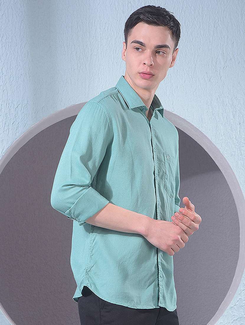 men solid long sleeve slim fit casual shirt - 22384142 -  Standard Image - 2