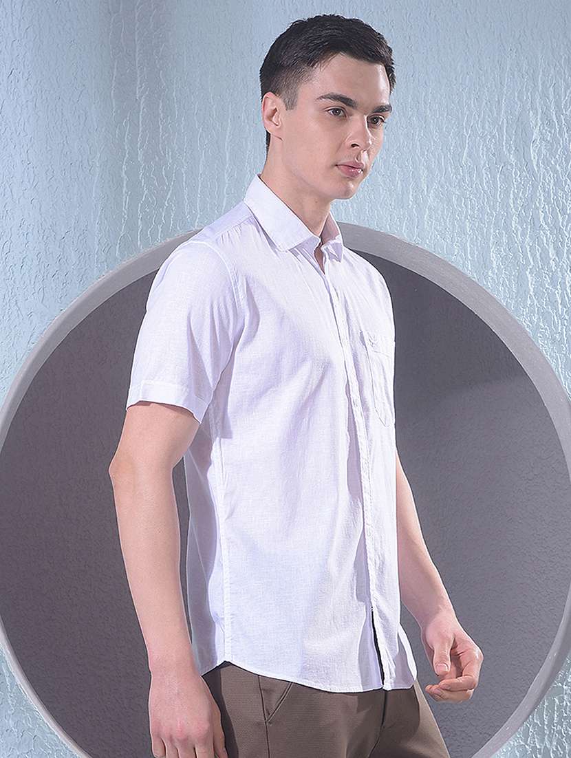 men solid short sleeve slim fit casual shirt - 22384151 -  Standard Image - 2