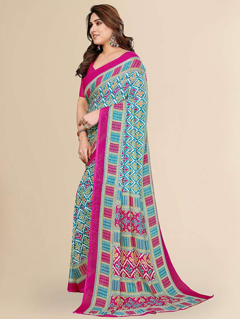 women printed casual wear saree with blouse - 22384190 -  Standard Image - 2