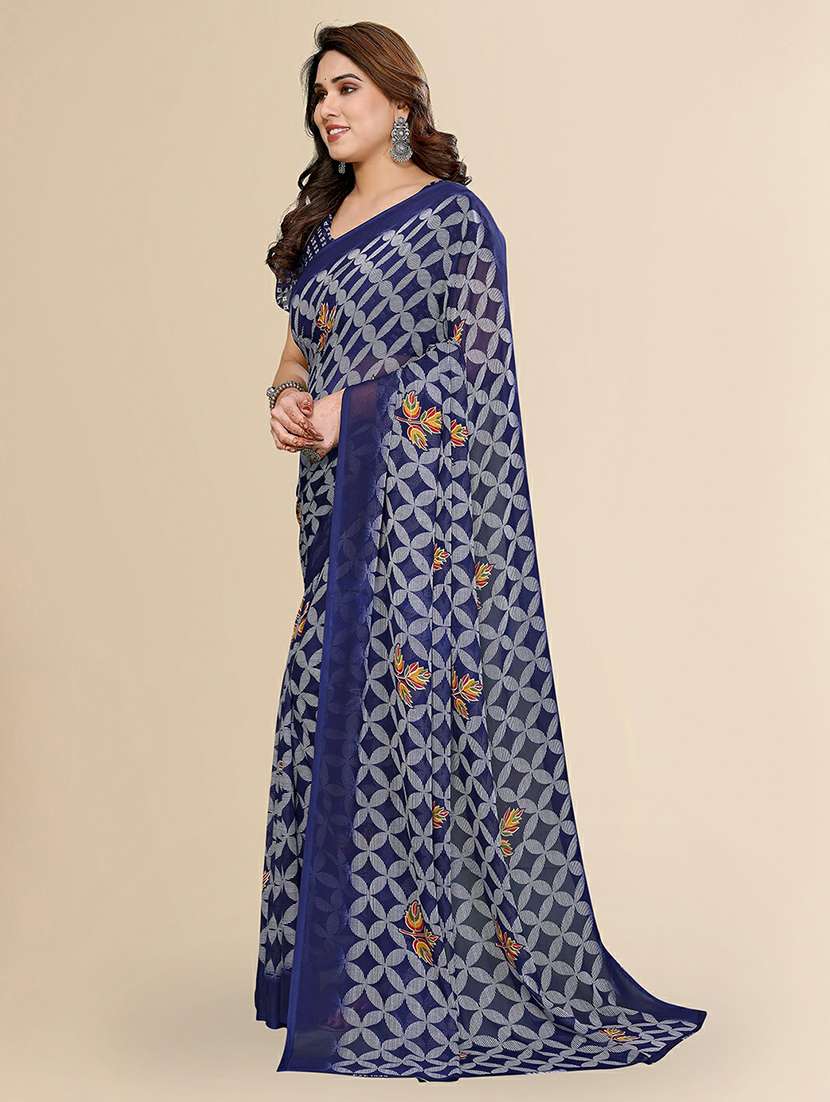 women printed casual wear saree with blouse - 22384194 -  Standard Image - 2