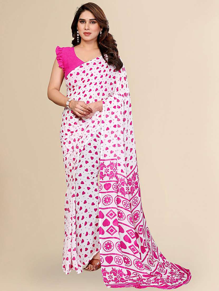 women printed casual wear saree with blouse