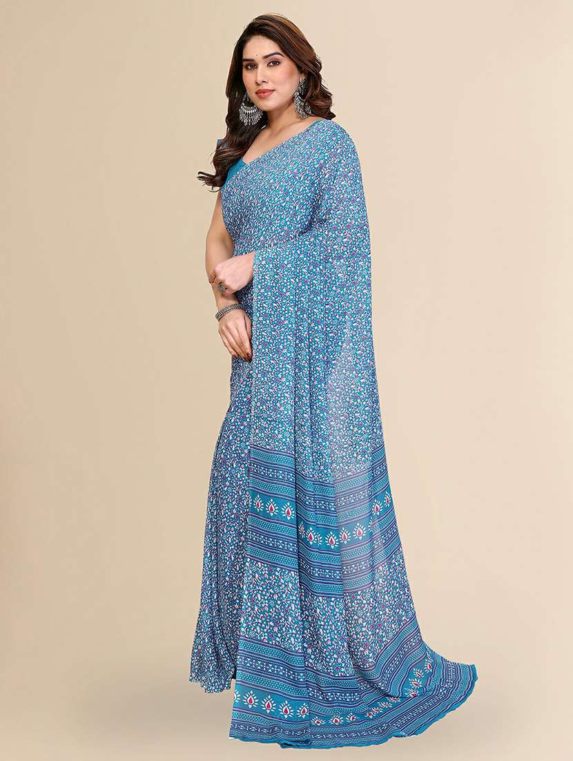 women printed casual wear saree with blouse - 22384215 -  Standard Image - 2