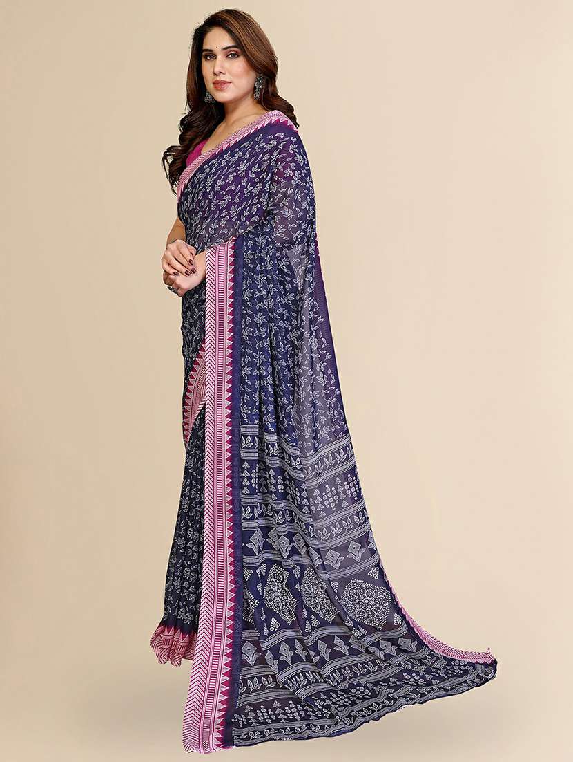 women printed casual wear saree with blouse - 22384223 -  Standard Image - 2