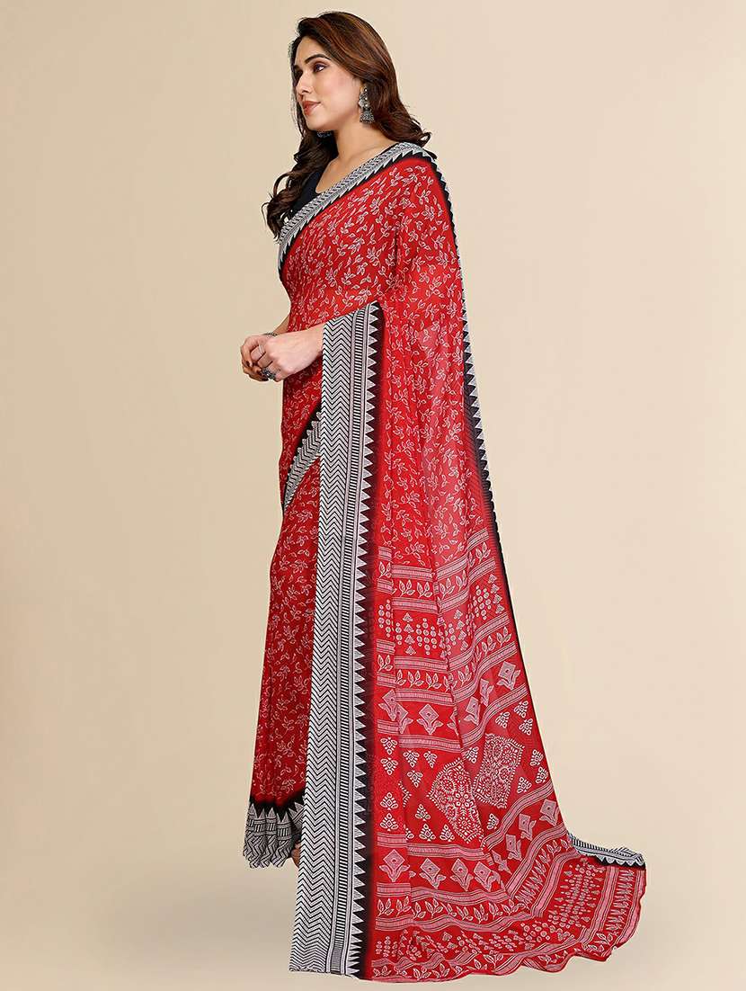 women printed casual wear saree with blouse - 22384224 -  Standard Image - 2