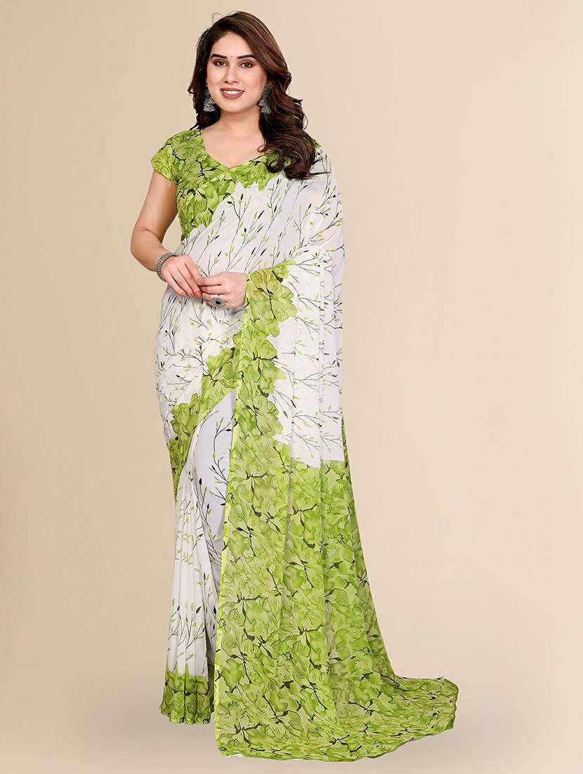 women printed casual wear saree with blouse
