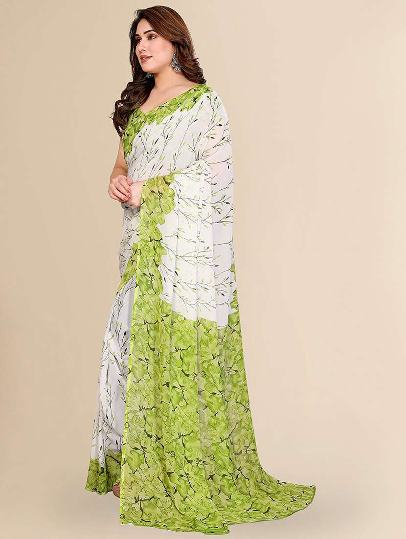 Women Printed Casual Wear Saree With Blouse - 22384230 -  Standard Image - 2