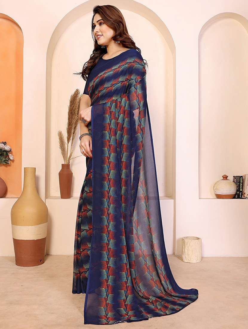 women printed casual wear saree with blouse - 22384231 -  Standard Image - 2
