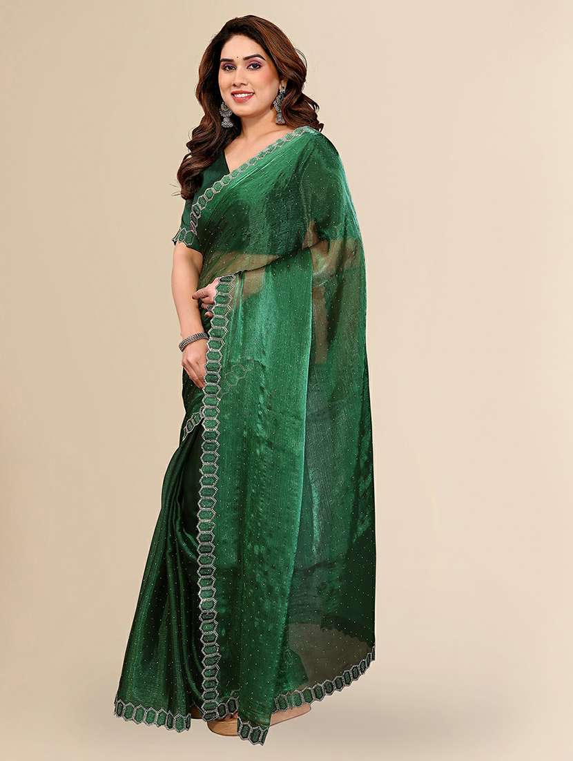 women solid with work embellished saree with blouse - 22384241 -  Standard Image - 2