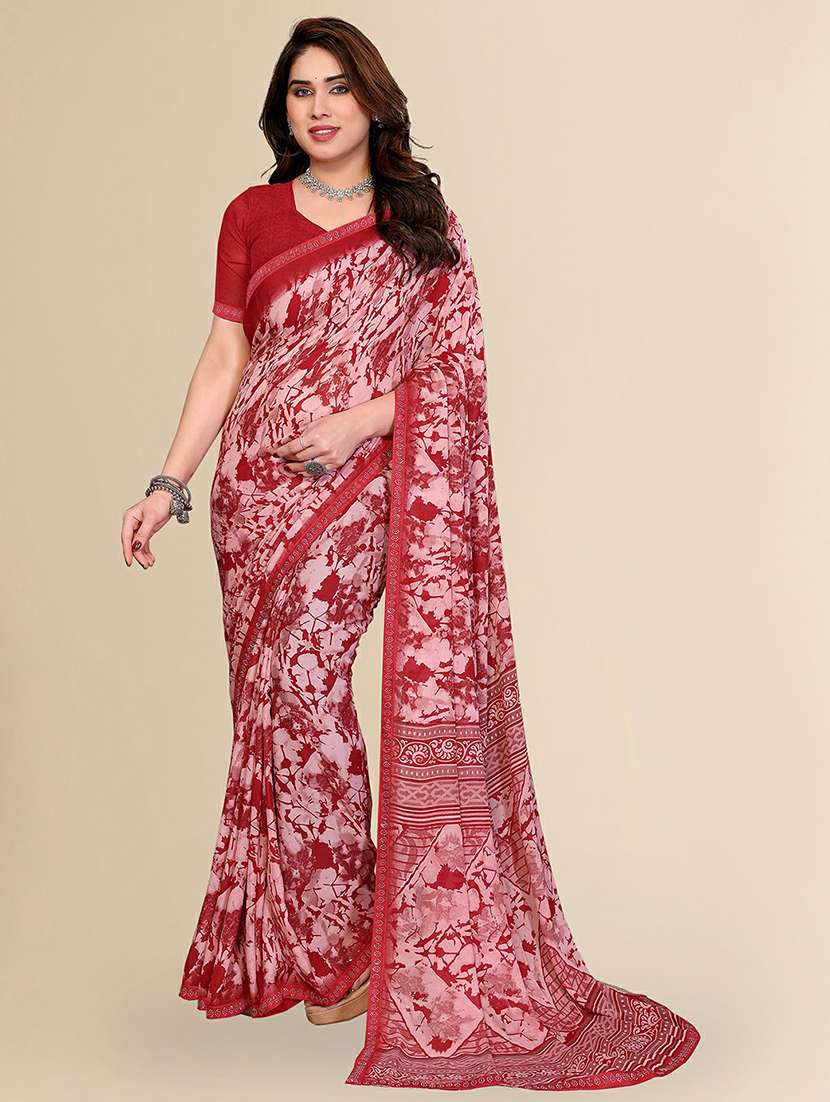 women printed casual wear saree with blouse