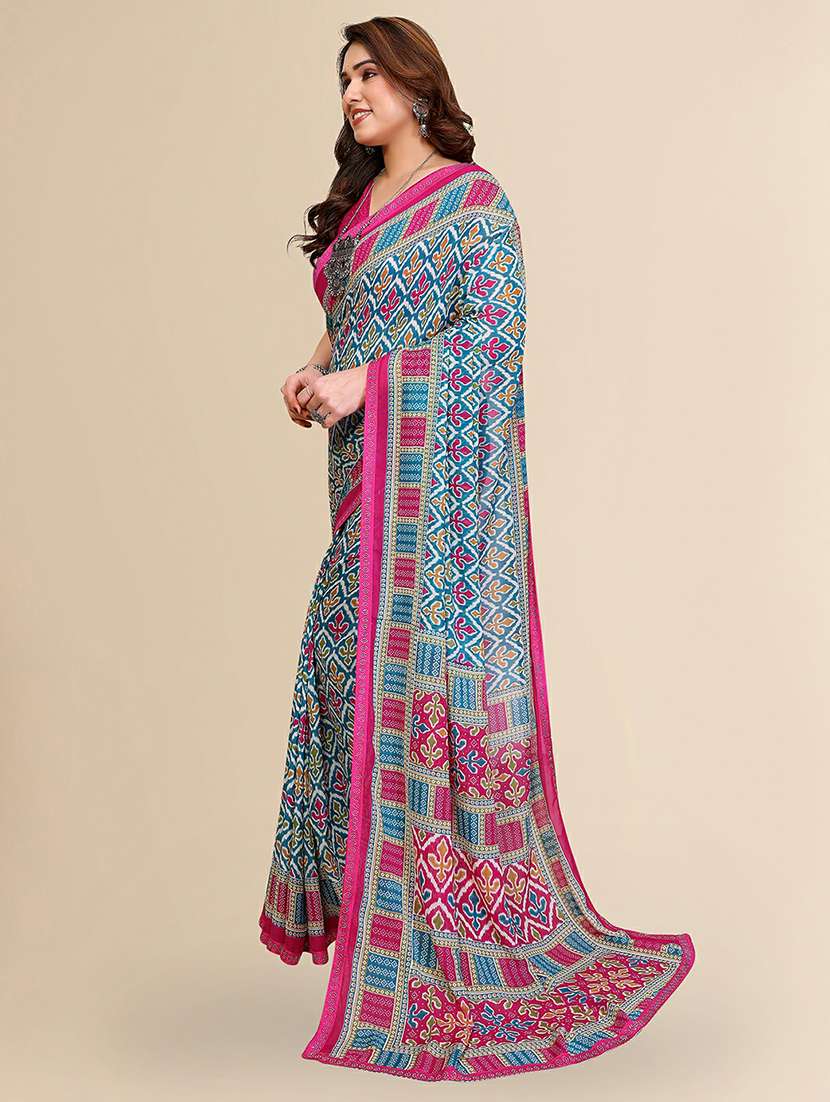 women printed casual wear saree with blouse - 22384298 -  Standard Image - 2