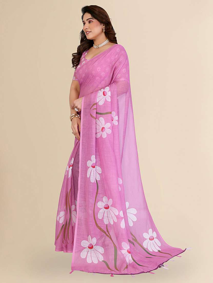 women printed casual wear saree with blouse - 22384325 -  Standard Image - 2